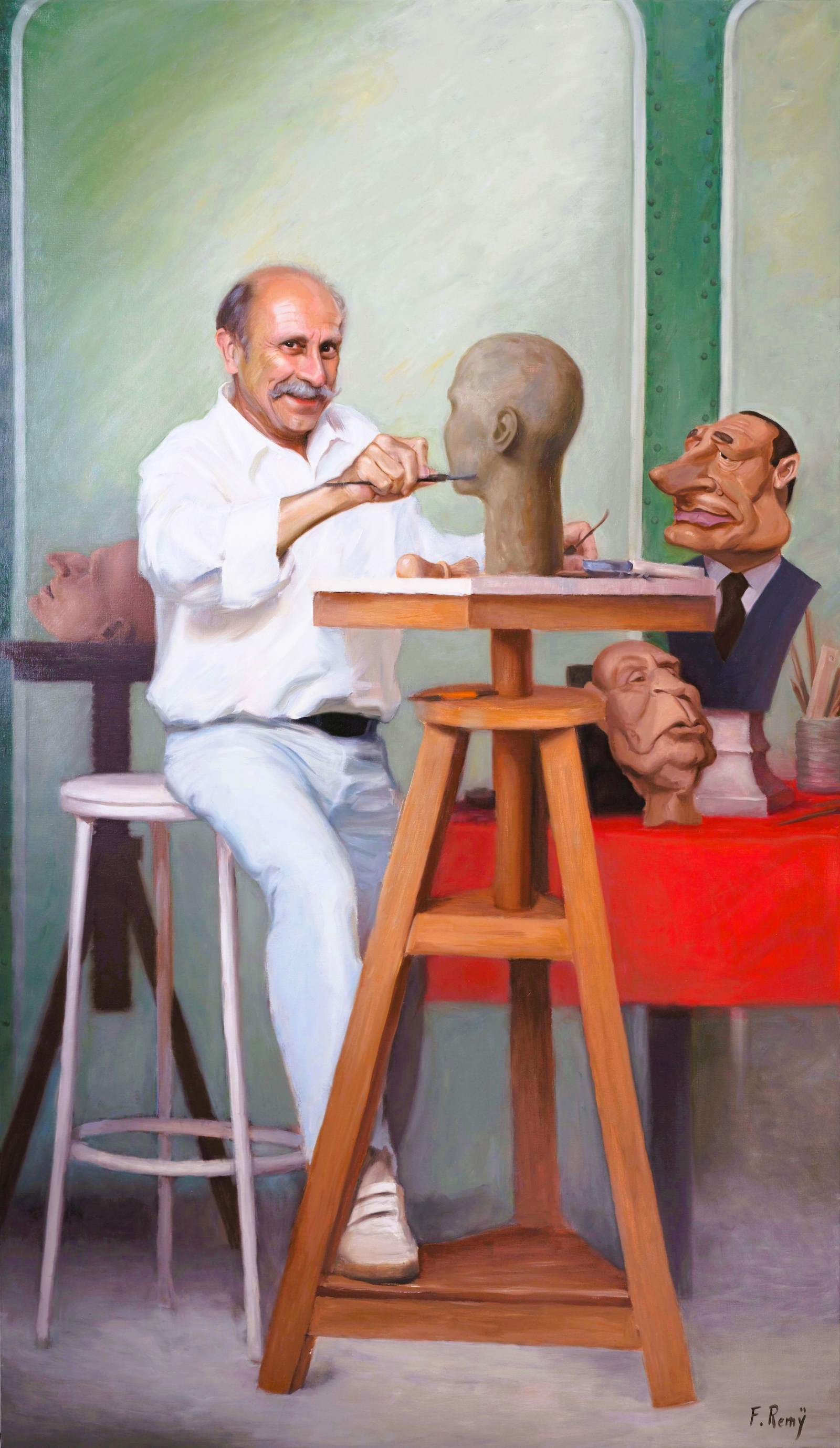 Alain Duverne , père des Guignols de l'Info, huile sur toile, 195x114 cm  © Henri de  Feraudy